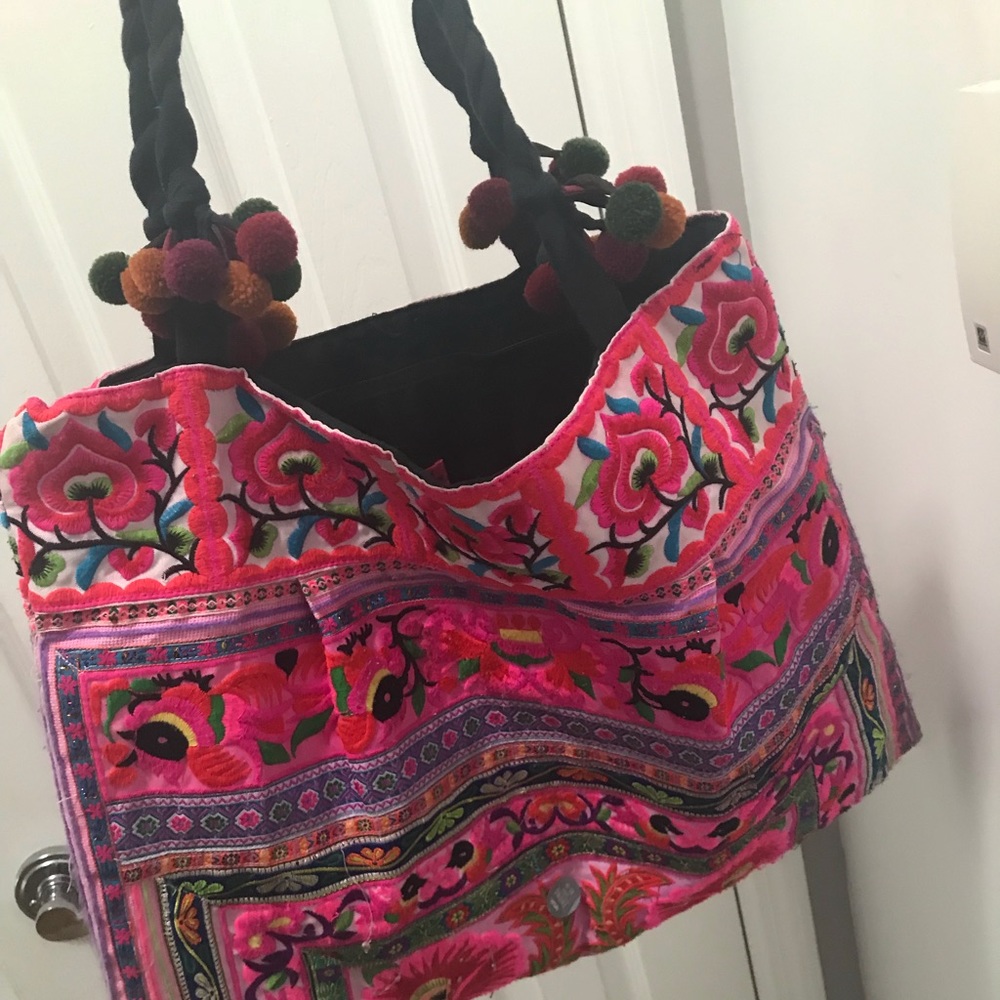 Pink ornate tote bag